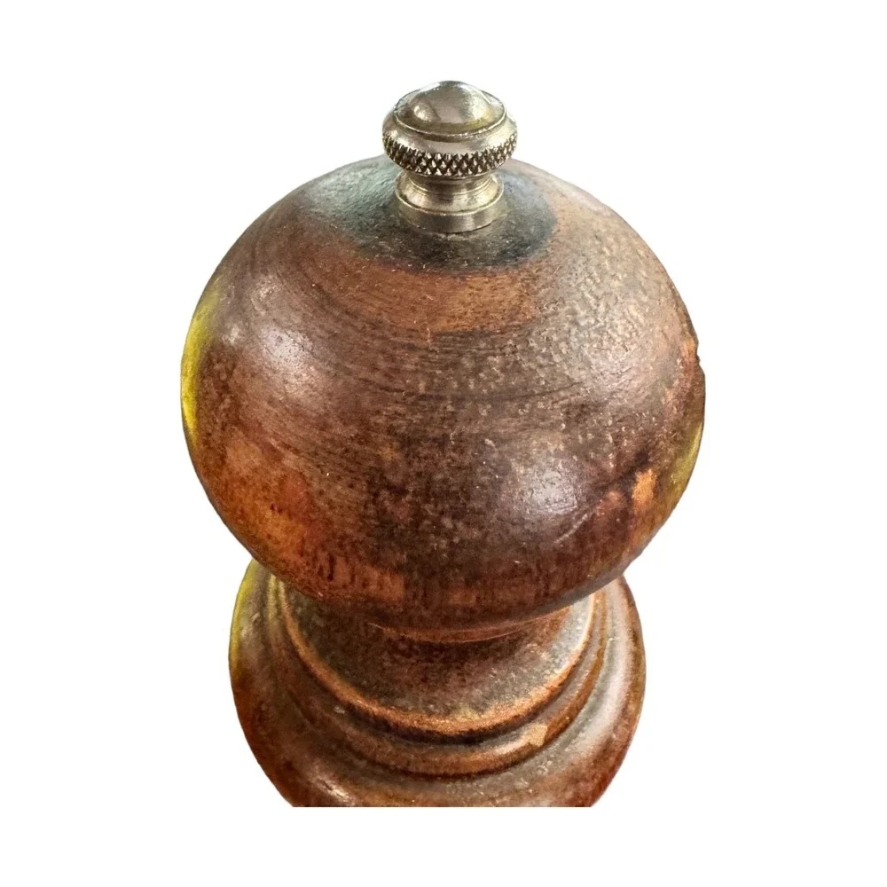 Vintage Japan Woodcrest Creations Solid Wood Salt Shaker Pepper Mill Grinder 7